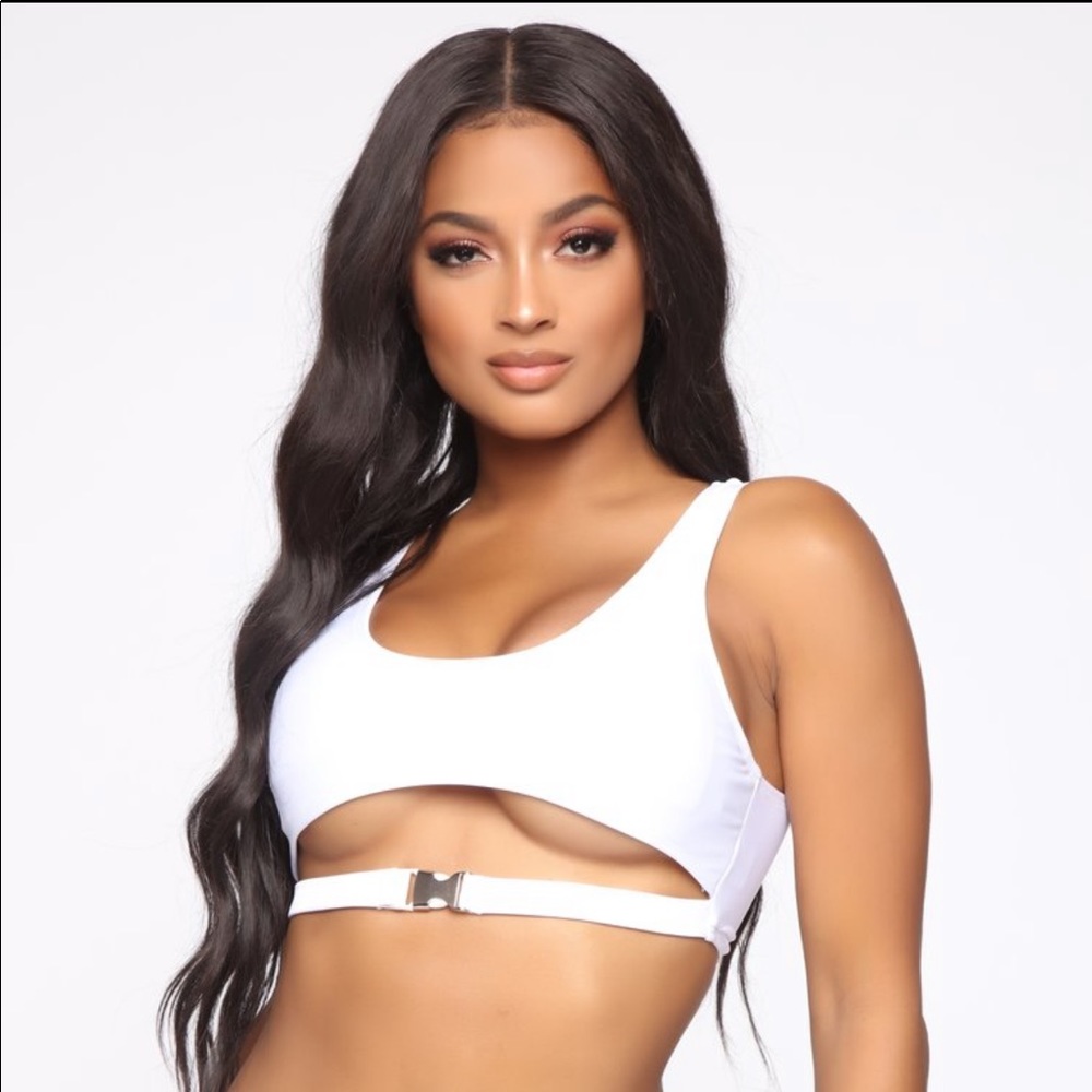 White Buckle Bikini Top
